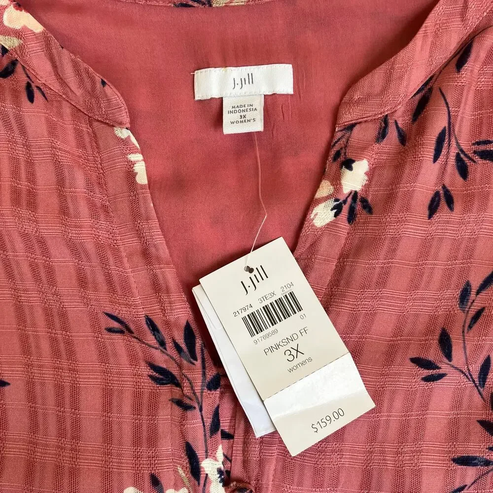 J. Jill Sz 3X NWT Dusty Rose Tiered Floral Sleeveless Rayon Maxi Dress - Picture 12 of 16